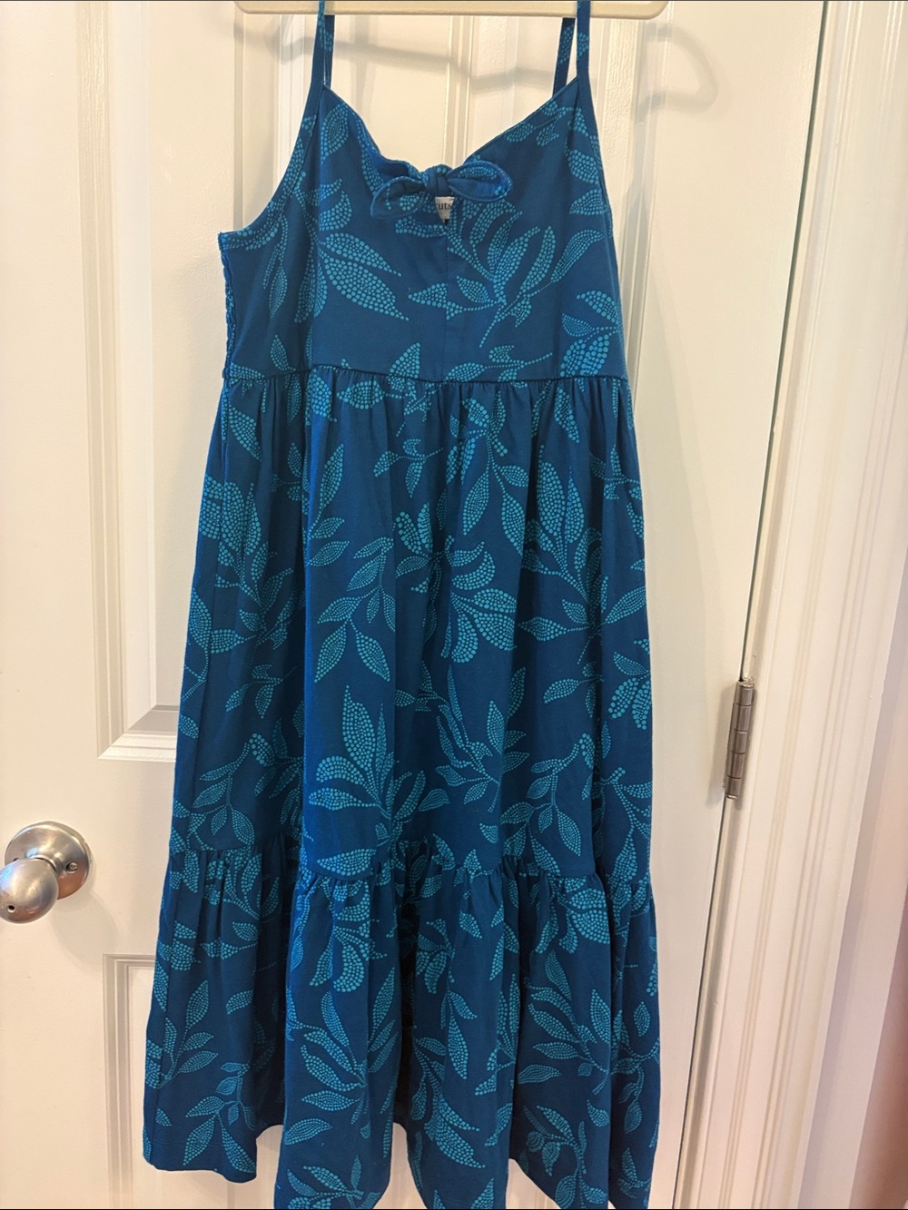 Crewcuts Teal Blue Leaf-Print Sundress